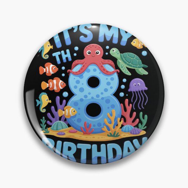 Item preview, It's My 8th Birthday Sea Animals Ocean 8 Year Old Birthday designed and sold by BlassmausArt.