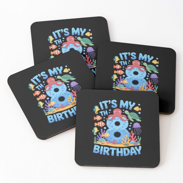 Item preview, It's My 8th Birthday Sea Animals Ocean 8 Year Old Birthday designed and sold by BlassmausArt.