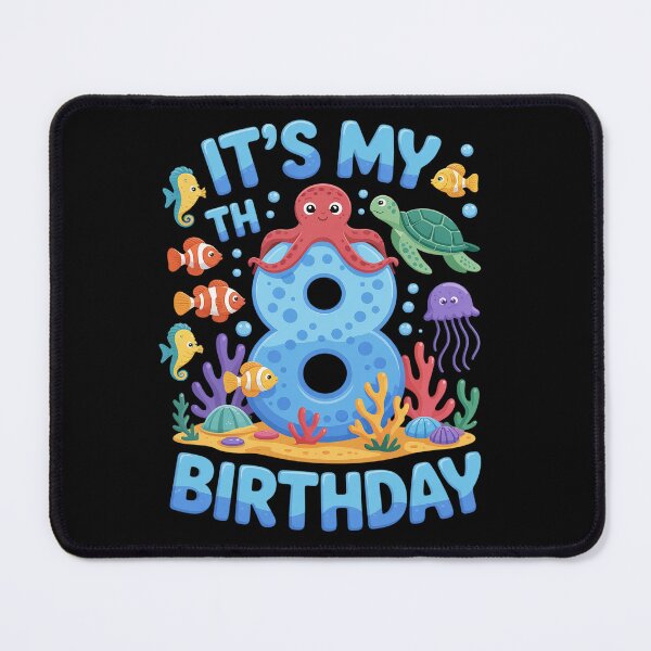 Item preview, It's My 8th Birthday Sea Animals Ocean 8 Year Old Birthday designed and sold by BlassmausArt.