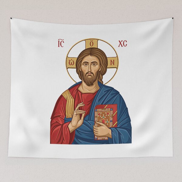 Item preview, Lord Jesus Christ East Europian Church Orthodox Religion Icon designed and sold by Blok45.