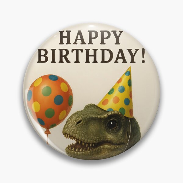 Item preview, Photorealistic Baby Dinosaur with Balloon and Birthday Hat – Happy Birthday Design designed and sold by EmeraldeaArt.