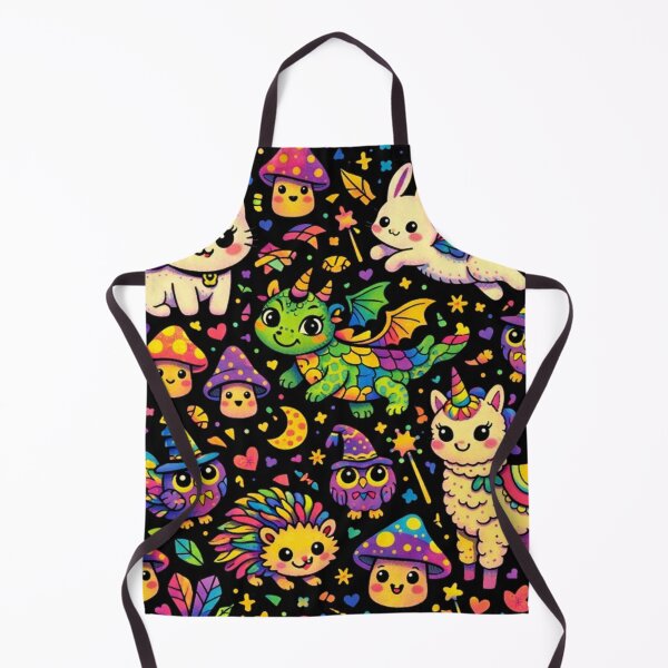 Item preview, Rainbow Magical Friends - Cute Kawaii Animals and Mushrooms Seamless Pattern designed and sold by myforestfog.