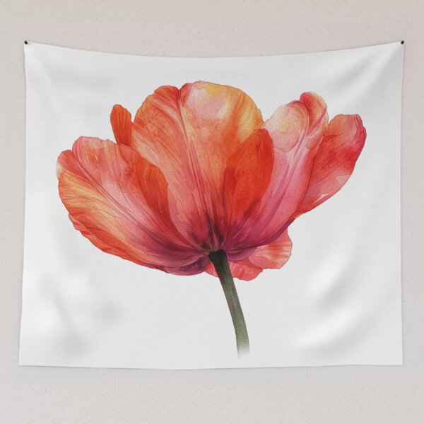 Item preview, Coral Tulip Watercolor Floral Art designed and sold by Rutvain.