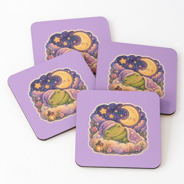 Item preview, Sleeping Frog Moon Glow Gouache Cute Sticker designed and sold by MiniYume.