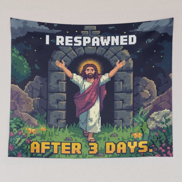 Item preview, 8 Bit Jesus Respawned after 3 Days Christian Gaming God Mode designed and sold by Cre8andRecre8.