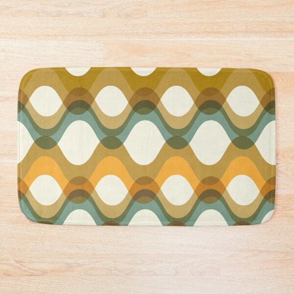 Item preview, Retro 70s Wavy Pattern - teal blue, warm mustard, olive green and cream tones designed and sold by JMgraphic.