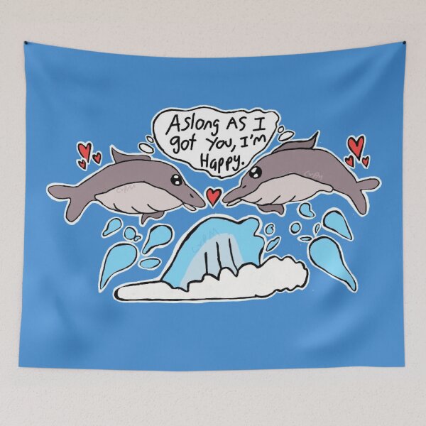 Item preview,  Kawaii Dolphin Love - "As Long As I Got You I'm Happy" Cute Ocean Romance Aesthetic designed and sold by Cherry Prism Designs.