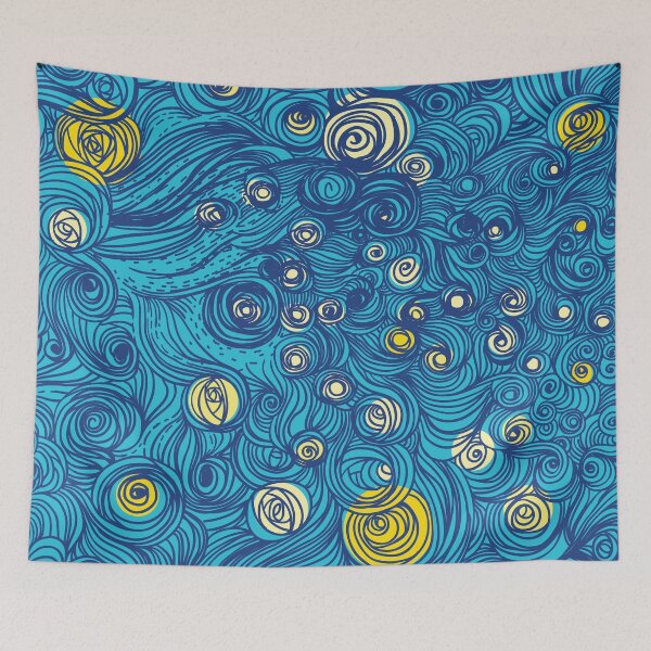 Item preview, Swirly Starry Night Pattern – Celestial Galaxy Aesthetic, Dreamy Night Sky Illustration, Cosmic Stars & Whimsical Swirl Design designed and sold by trendieprints.