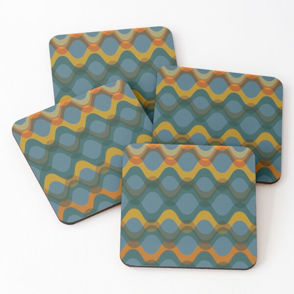 Item preview, Retro 70s Wavy Pattern - teal blue, warm orange and brown designed and sold by JMgraphic.