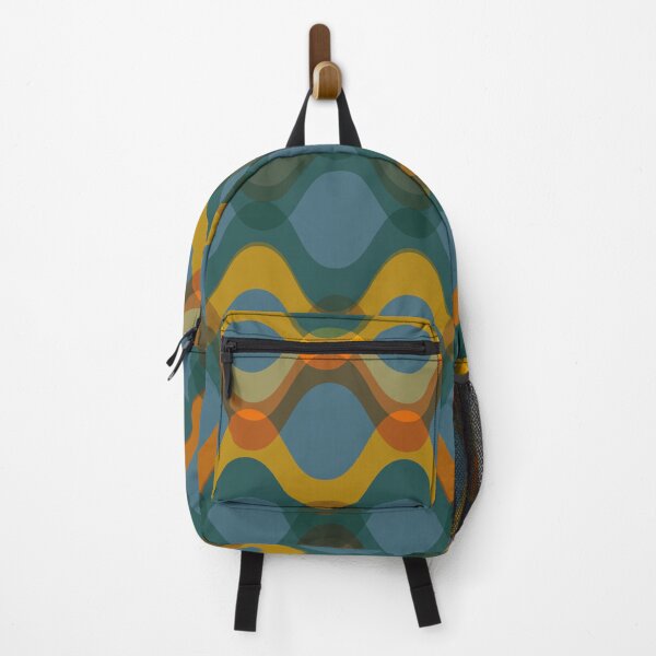 Item preview, Retro 70s Wavy Pattern - teal blue, warm orange and brown designed and sold by JMgraphic.