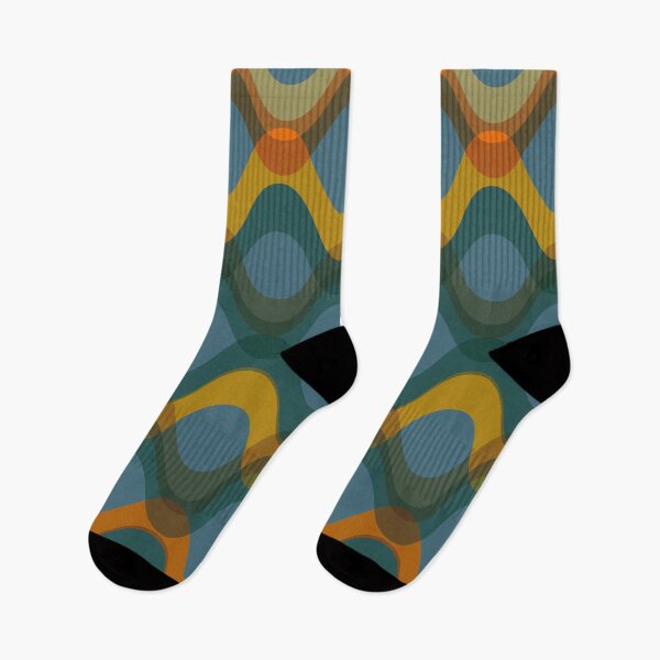 Item preview, Retro 70s Wavy Pattern - teal blue, warm orange and brown designed and sold by JMgraphic.