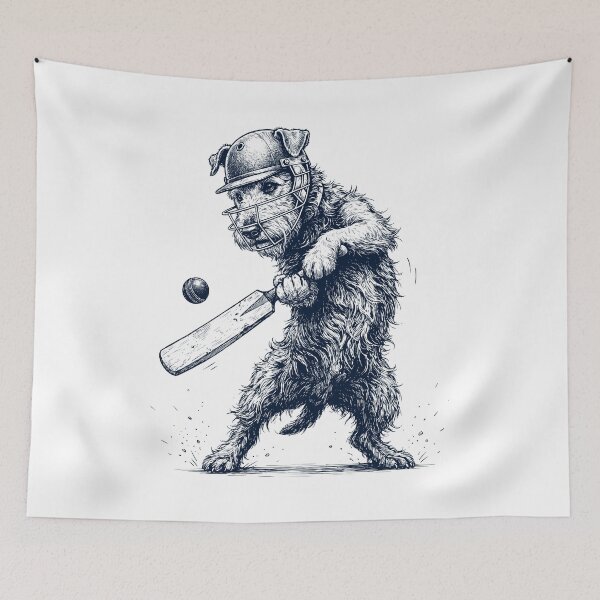 Item preview, Vintage Airedale Terrier Playing Cricket Player Dog Lover designed and sold by DoodleTortle.