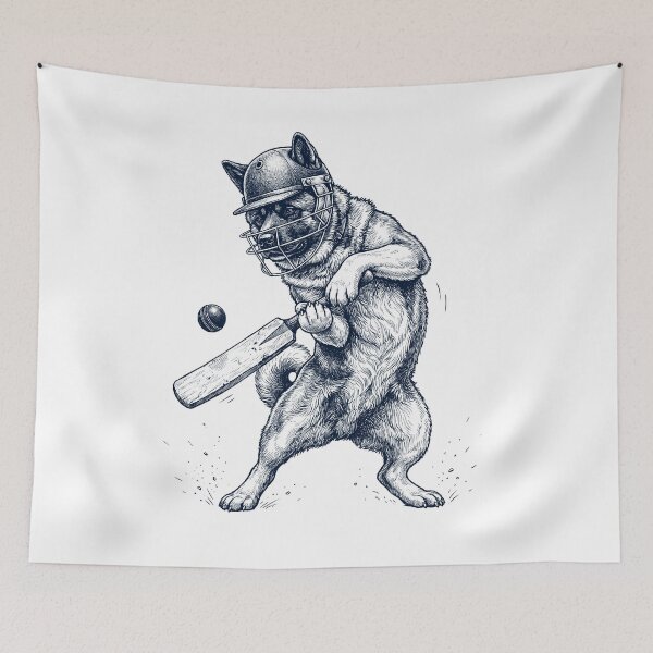 Item preview, Vintage Akita Playing Cricket Player Dog Lover designed and sold by DoodleTortle.