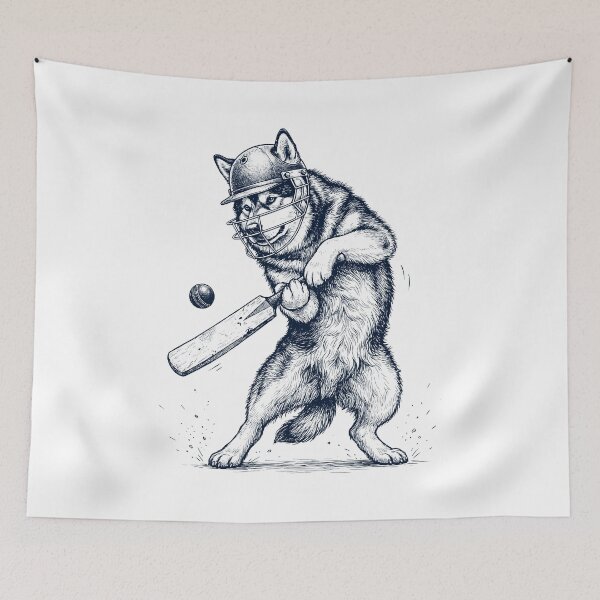 Item preview, Vintage Alaskan Malamute Playing Cricket Player Dog Lover designed and sold by DoodleTortle.