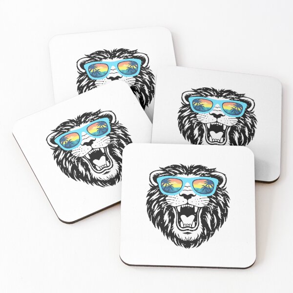 Item preview, Cool Lion Sunglasses Sticker – Tropical Sunset Wild Animal Design designed and sold by The-ADDesign.