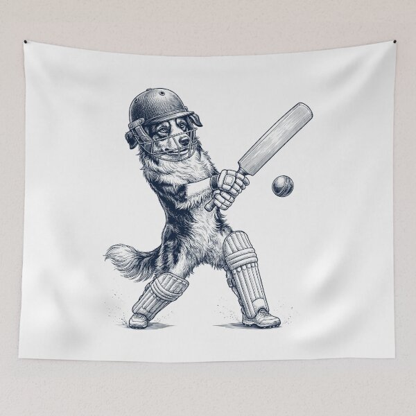 Item preview, Vintage Australian Shepherd Playing Cricket Player Dog Lover designed and sold by DoodleTortle.