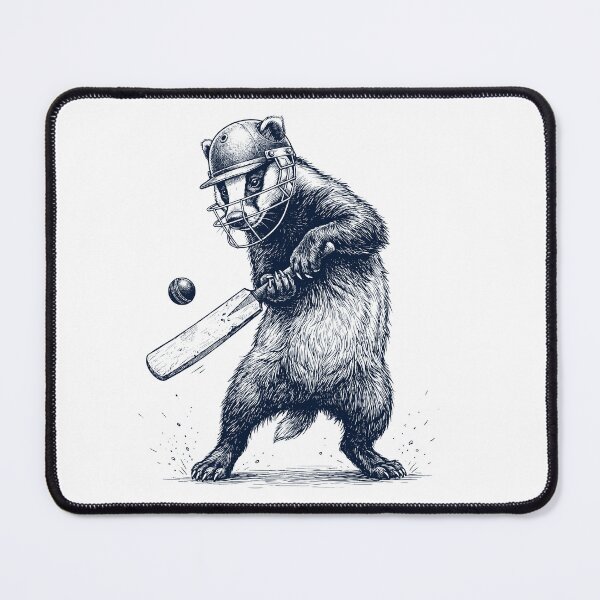 Item preview, Vintage Badger Playing Cricket Player Animal Lover designed and sold by DoodleTortle.
