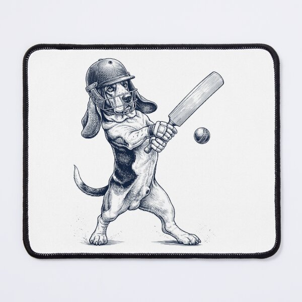 Item preview, Vintage Basset Hound Playing Cricket Player Dog Lover designed and sold by DoodleTortle.