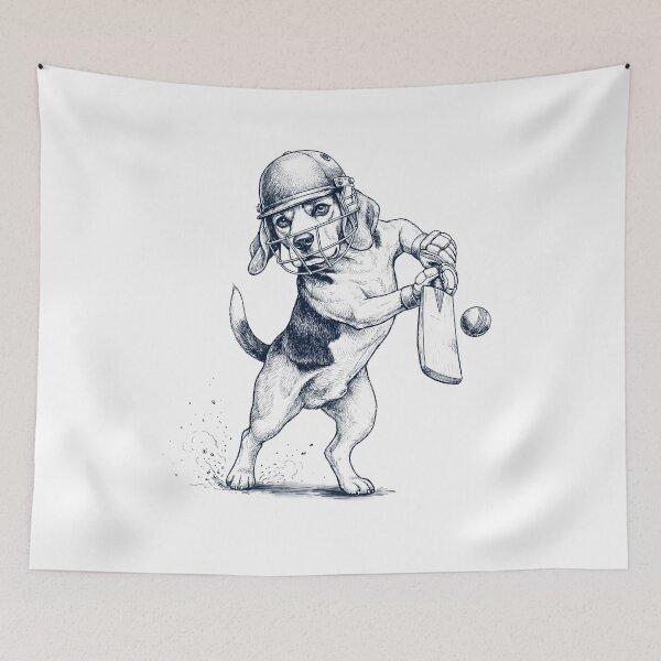 Item preview, Vintage Beagle Playing Cricket Player Dog Lover designed and sold by DoodleTortle.