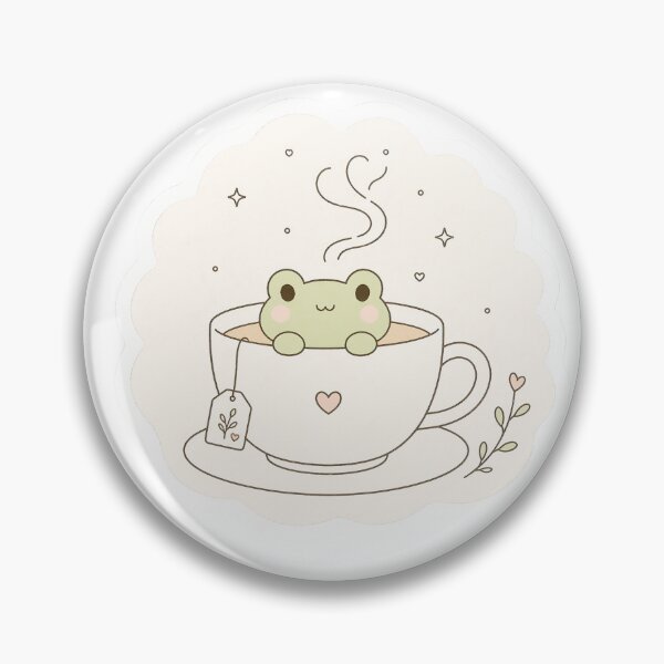 Item preview, Minimal Frog Teacup Cute Line Art Sticker designed and sold by MiniYume.