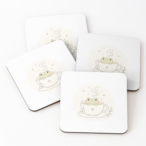 Item preview, Minimal Frog Teacup Cute Line Art Sticker designed and sold by MiniYume.