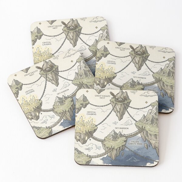 Item preview, The Shattered Peaks - Vintage Floating Islands Fantasy Map Pattern designed and sold by InnerwayStudio.