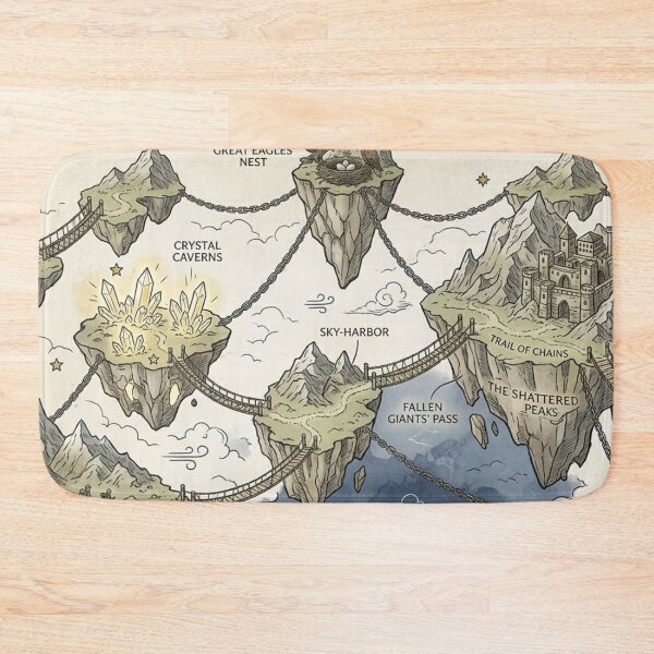 Item preview, The Shattered Peaks - Vintage Floating Islands Fantasy Map Pattern designed and sold by InnerwayStudio.