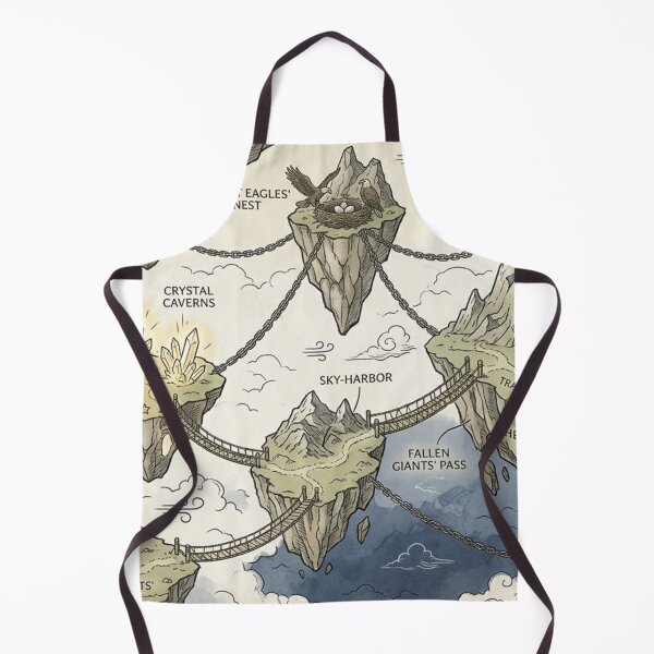 Item preview, The Shattered Peaks - Vintage Floating Islands Fantasy Map Pattern designed and sold by InnerwayStudio.