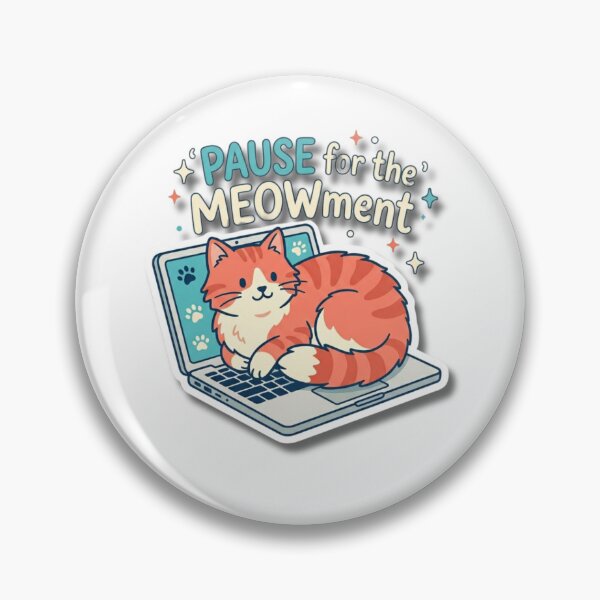 Item preview, Funny Cat Leaning on Laptop - Pause for the Meowment designed and sold by K-Vibe Design Studio.