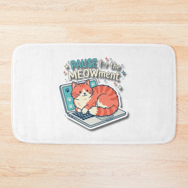 Item preview, Funny Cat Leaning on Laptop - Pause for the Meowment designed and sold by K-Vibe Design Studio.