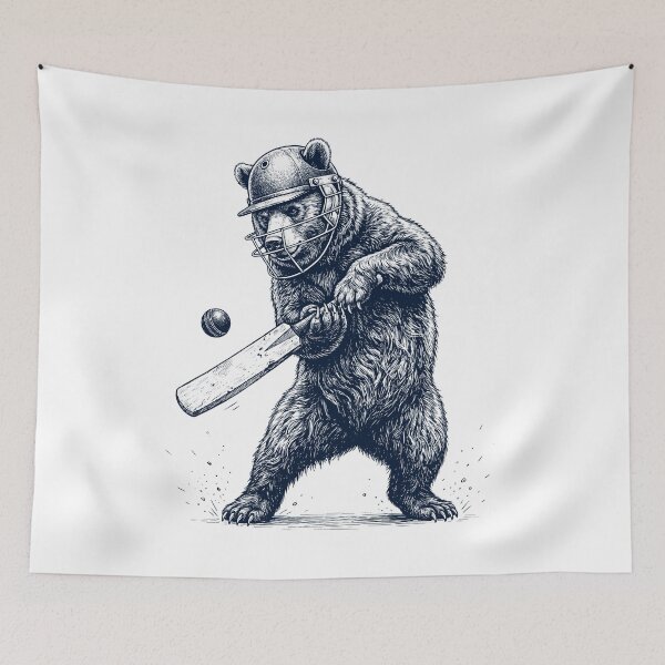 Item preview, Vintage Bear Playing Cricket Player Animal Lover designed and sold by DoodleTortle.