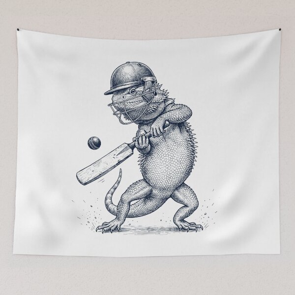 Item preview, Vintage Bearded Dragon Playing Cricket Player Animal Lover designed and sold by DoodleTortle.