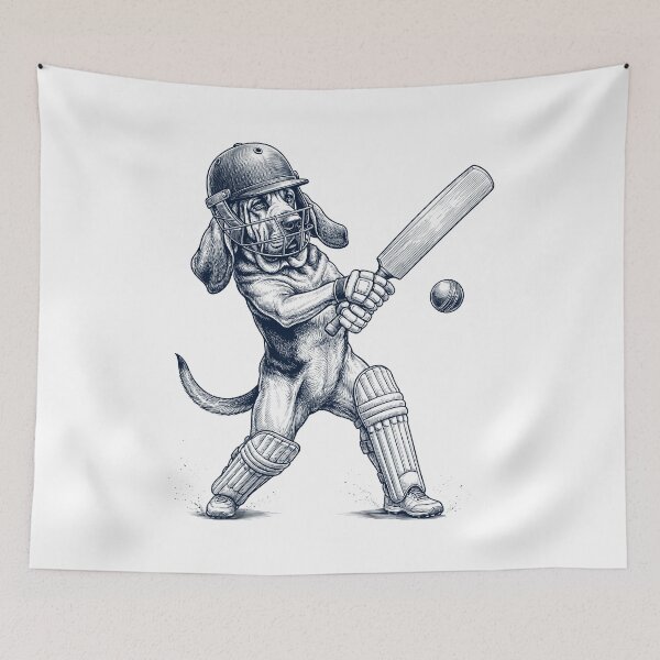 Item preview, Vintage Bloodhound Playing Cricket Player Dog Lover designed and sold by DoodleTortle.