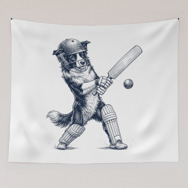 Artikelvorschau, Vintage Border Collie spielt Cricket – Hundeliebhaber entworfen und verkauft von DoodleTortle.