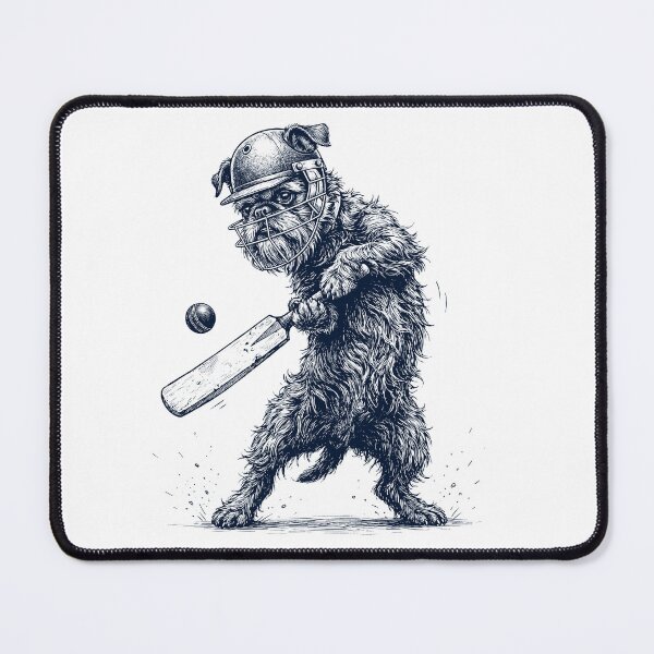 Item preview, Vintage Brussels Griffon Playing Cricket Player Dog Lover designed and sold by DoodleTortle.