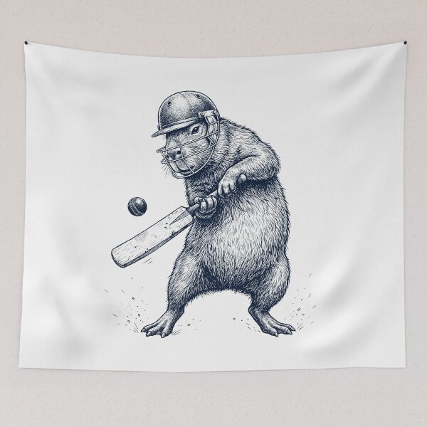Item preview, Vintage Capybara Playing Cricket Player Animal Lover designed and sold by DoodleTortle.