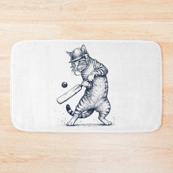 Item preview, Vintage Cat Playing Cricket Player Animal Lover designed and sold by DoodleTortle.