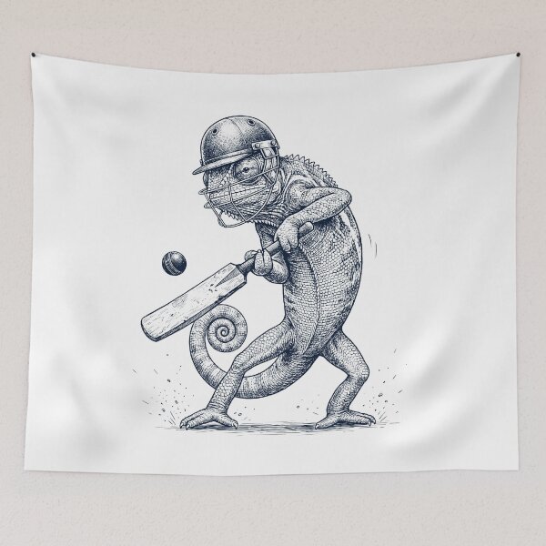 Item preview, Vintage Chameleon Playing Cricket Player Animal Lover designed and sold by DoodleTortle.