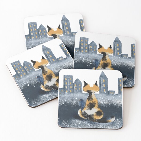 Item preview, Cat and Crow in the City designed and sold by IvysCreativityHouse.