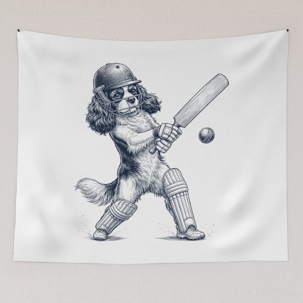Artikelvorschau, Vintage Cavalier King Charles Spaniel spielt Cricket – Hundeliebhaber entworfen und verkauft von DoodleTortle.