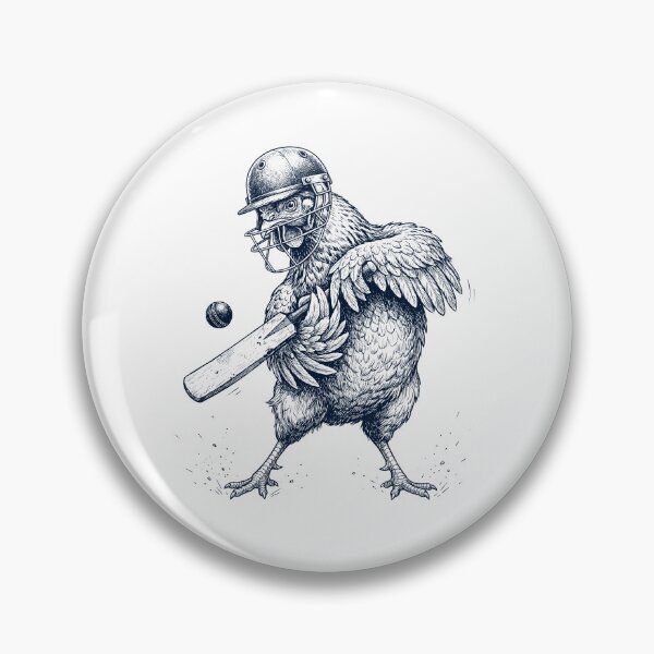 Item preview, Vintage Chicken Playing Cricket Player Animal Lover designed and sold by DoodleTortle.