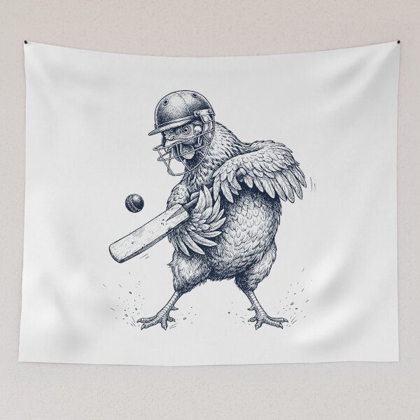 Artikelvorschau, Vintage Huhn spielt Cricket Tierliebhaber entworfen und verkauft von DoodleTortle.