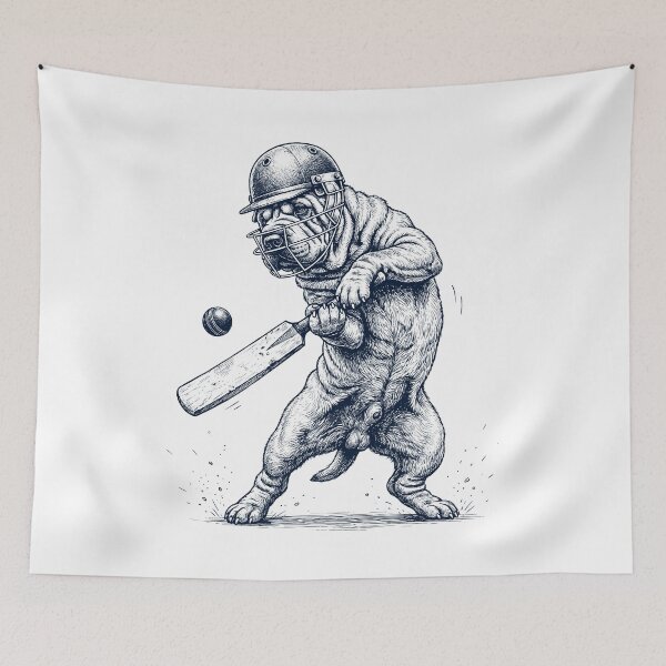 Item preview, Vintage Chinese Shar Pei Playing Cricket Player Dog Lover designed and sold by DoodleTortle.