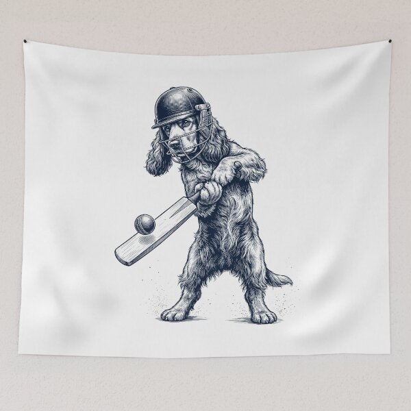 Item preview, Vintage Cocker Spaniel Playing Cricket Player Dog Lover designed and sold by DoodleTortle.