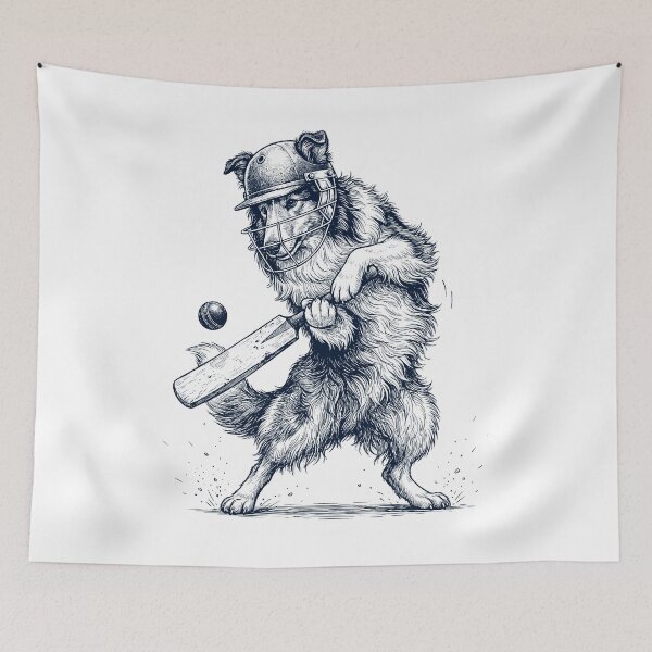 Item preview, Vintage Collie Playing Cricket Player Dog Lover designed and sold by DoodleTortle.