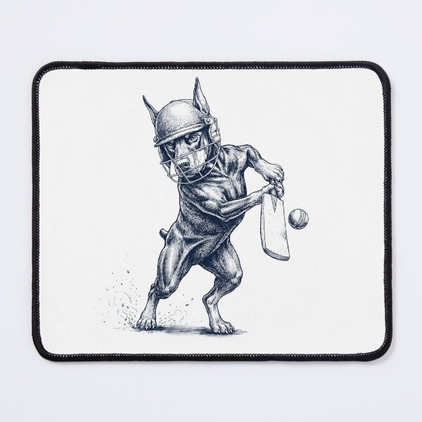 Item preview, Vintage Doberman Pinscher Playing Cricket Player Dog Lover designed and sold by DoodleTortle.