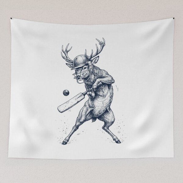 Item preview, Vintage Deer Playing Cricket Player Animal Lover designed and sold by DoodleTortle.