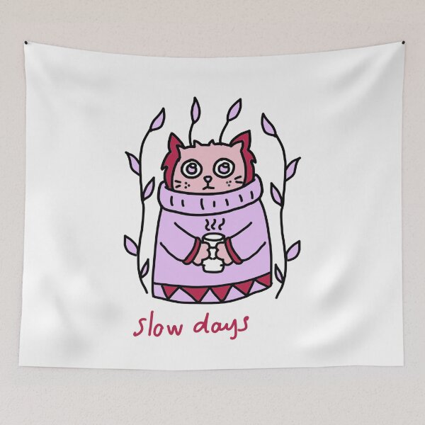 Item preview, Slow Days Pink Cat - Warm Pastel Cozy Art designed and sold by J-Mindful.