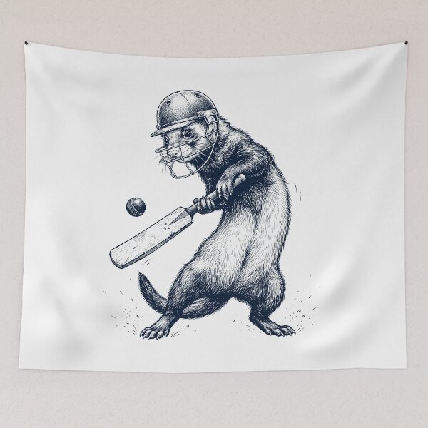Artikelvorschau, Vintage Frettchen spielt Cricket – Tierliebhaber entworfen und verkauft von DoodleTortle.