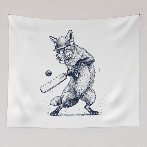 Artikelvorschau, Vintage-Fuchs beim Cricketspielen, Tierliebhaber entworfen und verkauft von DoodleTortle.